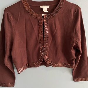 Brown sequin top and cardigan